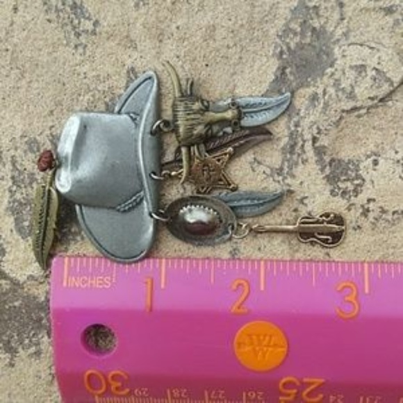 Dangle Brooch Cowboy hat western vintage - Picture 5 of 8